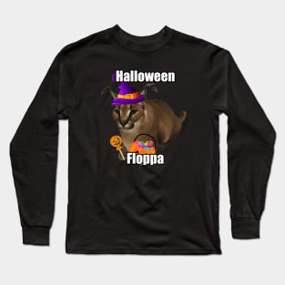 Halloween Big Floppa Meme - Caracal Cat Beloved Spooky Funny Cute Long Sleeve T-Shirt